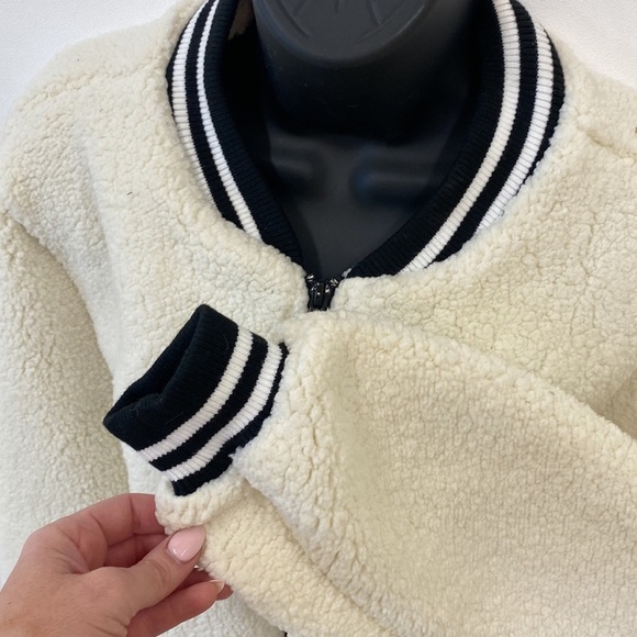 NWOT Fleece Varsity Style Zip Jacket - Picture 3 of 3